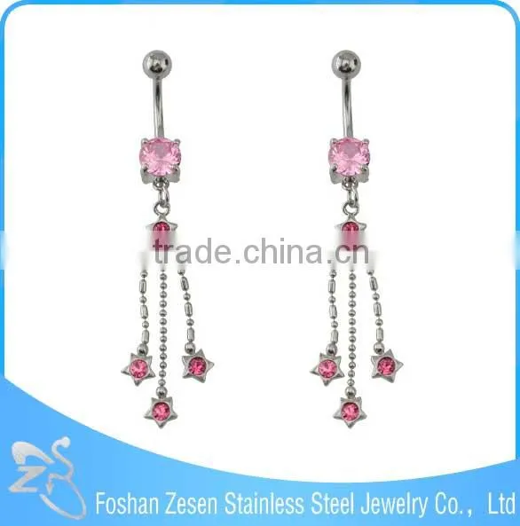 BR01786 China Manufacturer Stainless Steel Cute Dangle Pink Zircon Heart Navel Piercing photo-3