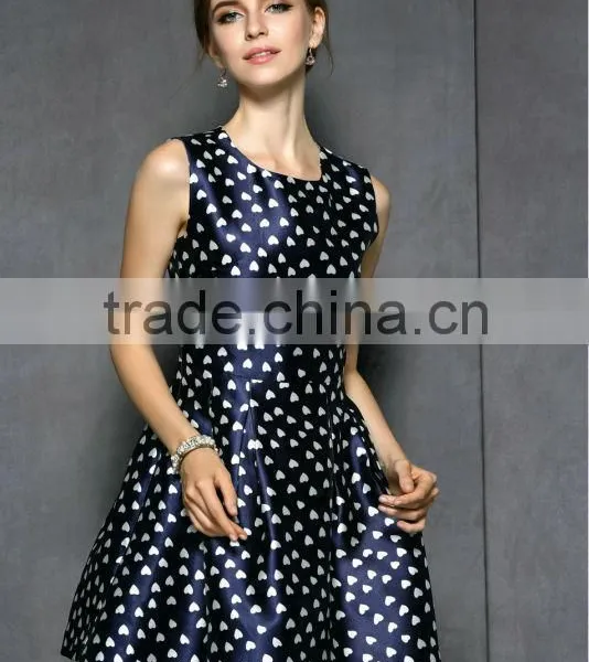 100% Polyester Sleeveless Heart Printed Summer Dress 2014 With Good Lining photo-3