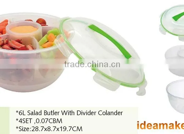 6L Plastic Salad Container With Lid, Colander,dip Bowl and Cover photo-3