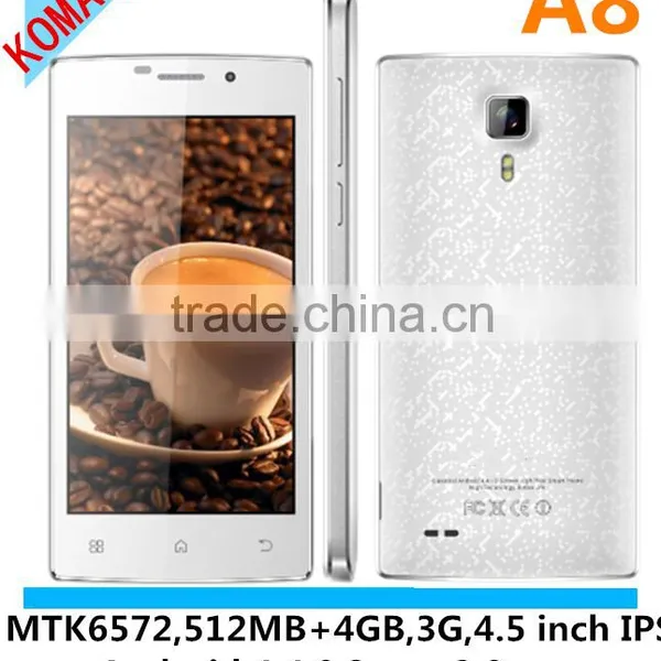 KOMAY NEW Arrival 4.5 Inch IPS Android os Phone A8 With Mtk6572 Dual Core Dual Sim Cards Smart Phone A8