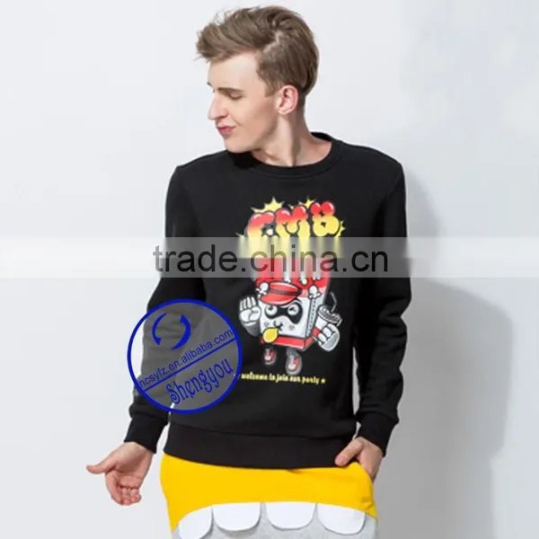 Custom 100% Fleece Polyester Men Black Pullover Printed Hoodie Sweatshirts photo-2
