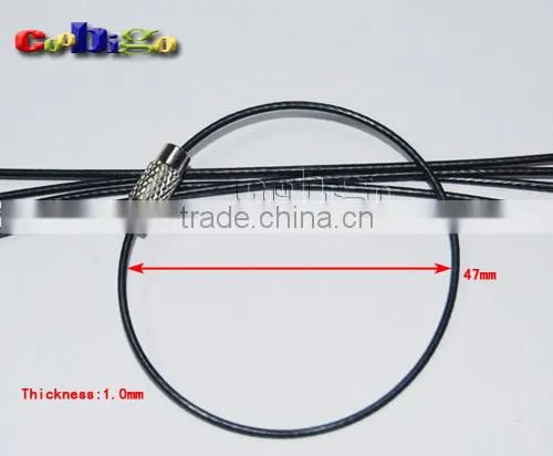 Stainless Steel Keychain Cable Wire With Black Rubber Twist Screw Locking Length 6" Thinkness 1.0mm #FLQ043-B