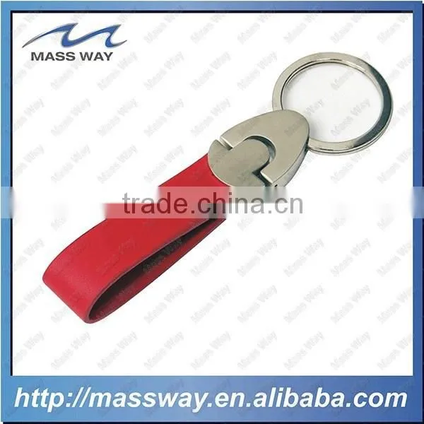 Custom Blank Promotion Metal Zinc Alloy Real Brown Genuine Leather Keychain photo-3