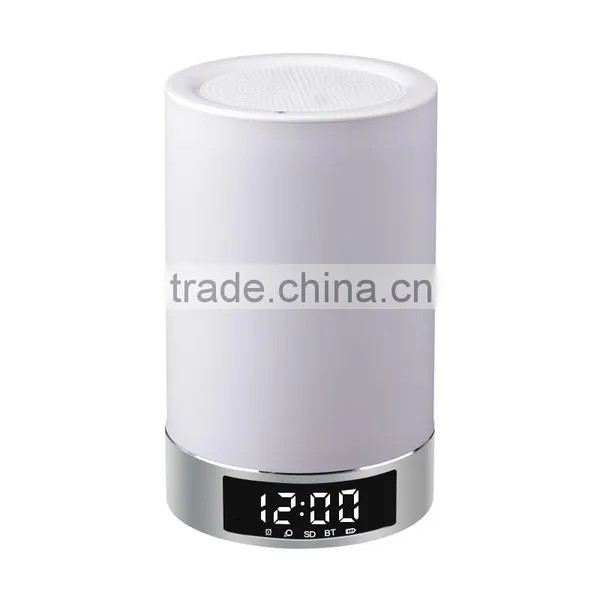 Portable Wireless Bluetooth Speaker Touch LED Light Night Camping Bedroom Lamp With Clock LED photo-4