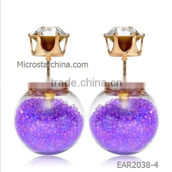 IN STOCK Korean Style Popular Double Glass Ball Stud Candy Color Pearl Earrings photo-5