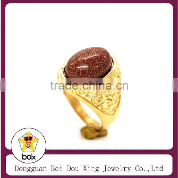 New Products 2015 Stainless Steel Rings, Charm Stone Fashinale Gold Plated Ring