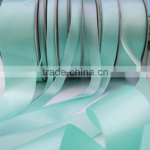 Factory Wholesale Dyed TiffanyBlue Polyester Trimming Satin Ribbon Tape photo-4
