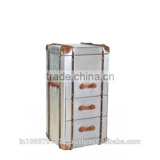 Aero Metal Finish Slim Trunk With 3 Drawers
