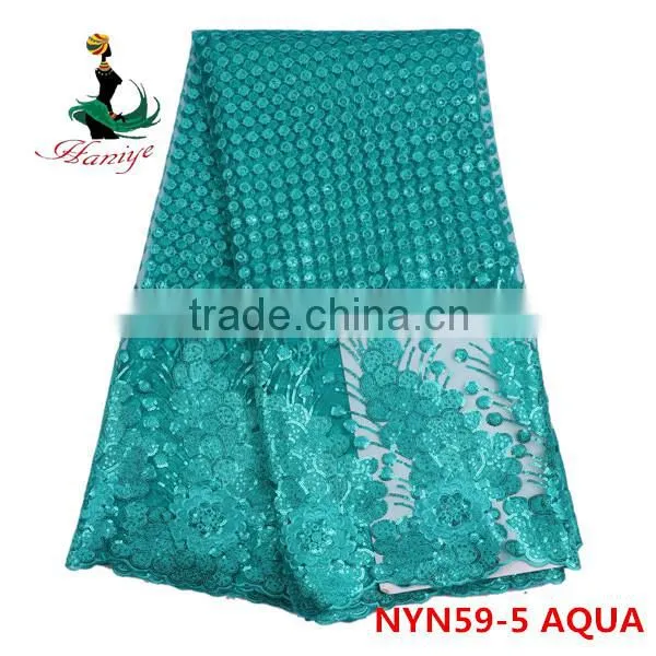 Haniye 2016 African Embroidery Tulle Lace Fabric High Quality 5 Yards for Net Dress/NYN59 photo-4