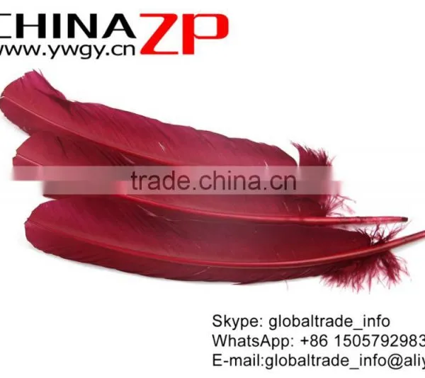 ZPDECOR Bulk Sale Feather Size From 30cm to 35cm Dyed Burdundy Solid Color Turkey Feathers photo-4