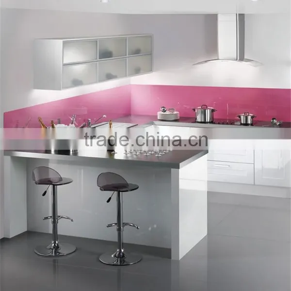 High Gloss Lacquer Pink Kitchen Cabinet photo-3