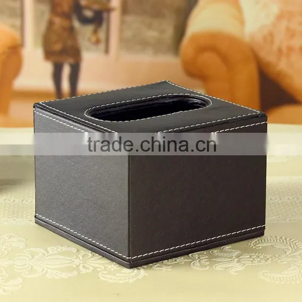 Wholesale Tissue Boxes, Luxury Leather Tissue Box, Black Storage Box photo-5