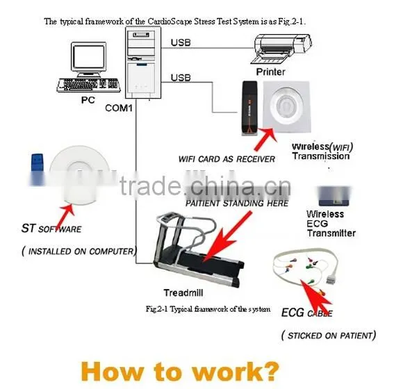 Wireless ECG Stress Test System WiFi With ST Software Kit+Trolley+ Treadmill photo-4