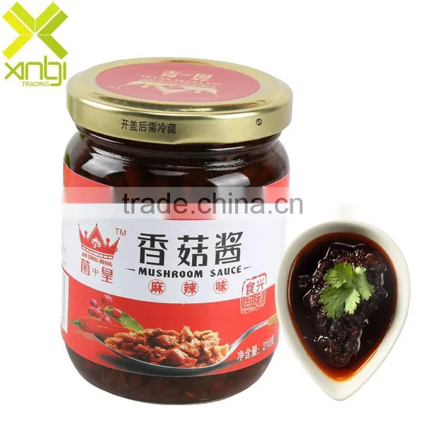 Savory Mason Jar Packed 210g Pungent Spicy Taste Mushroom Sauce With HACCP and FDA Certification