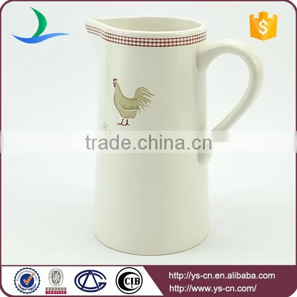 Good Price With Best Sale Cute Cock Decal Ceramic White Jug photo-3