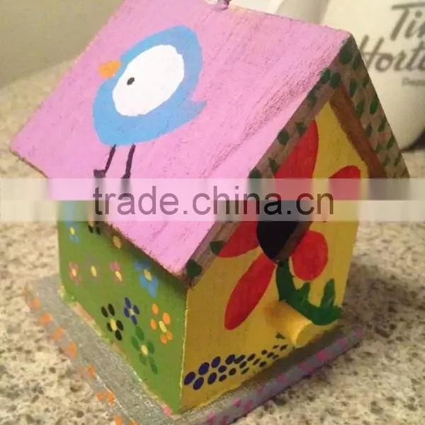 Small Handmade Decorative Wood Craft Bird House Model Wholesale photo-3