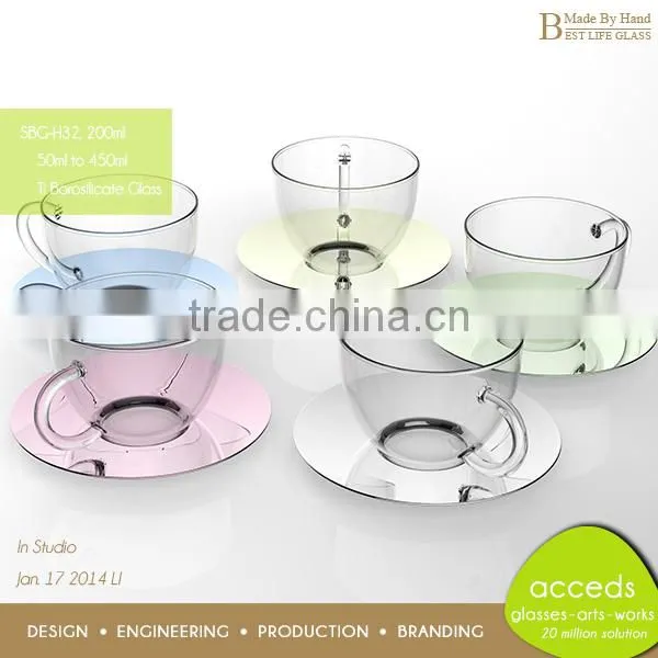 Mouth Blown Transparant Borosilicate Milk Glass Cup photo-2