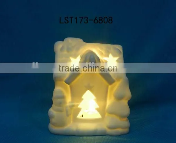 House Shaped Christmas Decoration Ceramic Christmas Light House photo-5