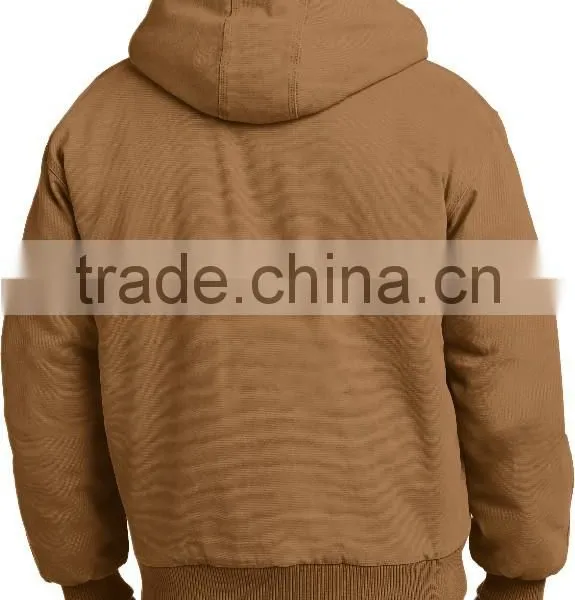 Mens Washed Duck Cloth Insulated Hooded Work Jacket photo-4