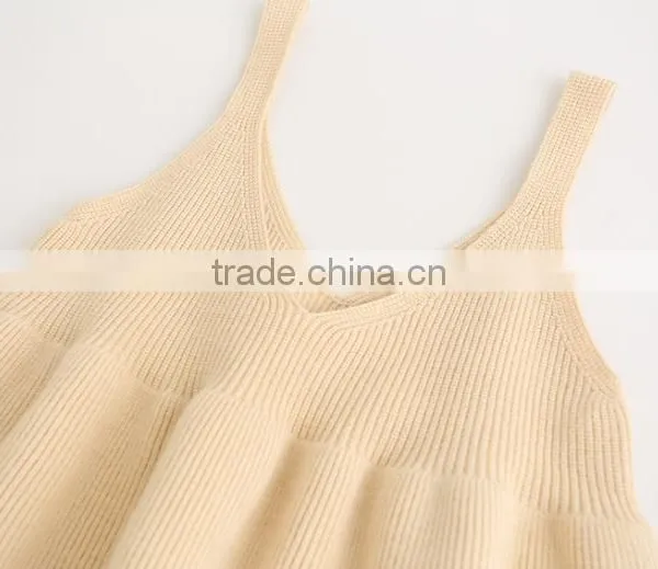 Wholesale Child Knit Pattern Kids Sleeveless Cotton Vest the Spaghetti Straps Sweater Dress photo-6
