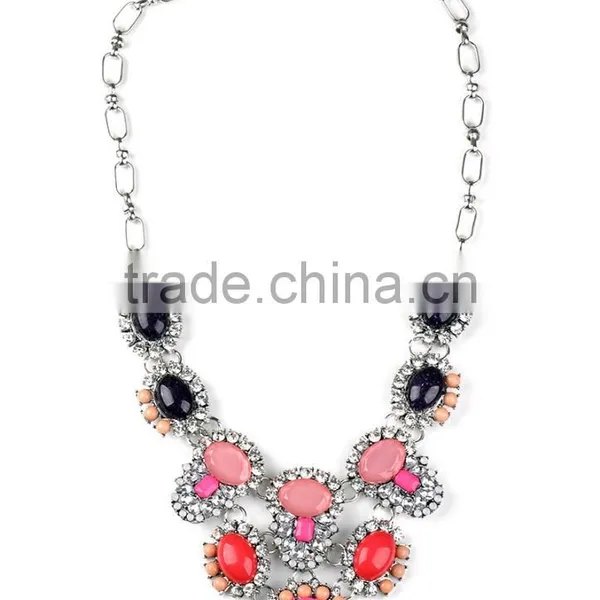 Multicolor Big Resin Gems Women Statement Necklace Jewelry Wholesale photo-4