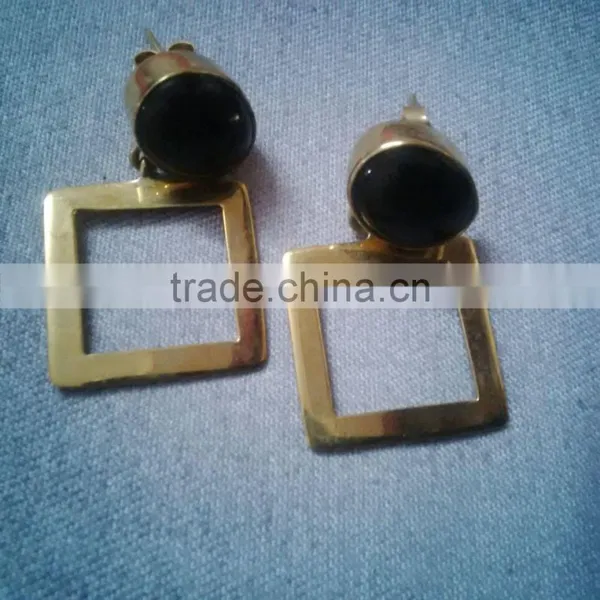 HOT SELLING Onyx Gold Plated Earrings, Multi-color Stone Jewelry, Fashion Jewelry Designs photo-2