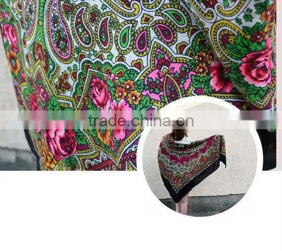 Vintage Ukrainian Shawl,Russian Shawl, Wool Shawl, Tablecloth, Floral Shawl , Floral Scarf, photo-5