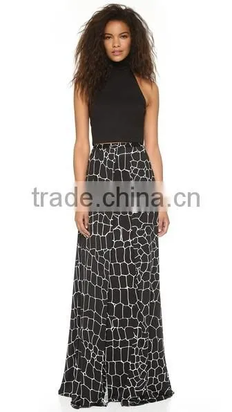 Hot Sales Long Skirt Fashion Plaid Chiffon Ladies Maxi Skirt High Waist Ladies Skirt OEM