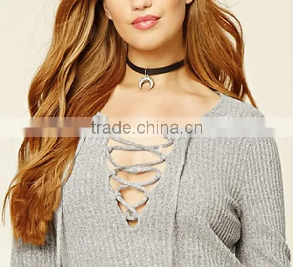 Simply Plain Long Sleeve Plus Size High Quality Pullover Sweaters for Fat Ladies photo-4