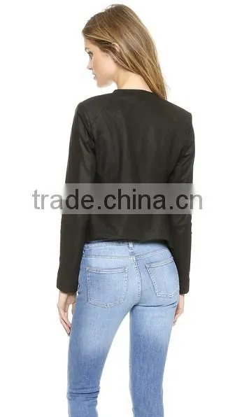Womens Sexy Asymmetrical Lambskin Leather Jacket photo-4