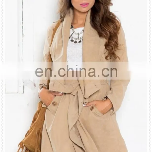China Latest Coat Designs Women High Quality Fashion Camel Trench Coat photo-6