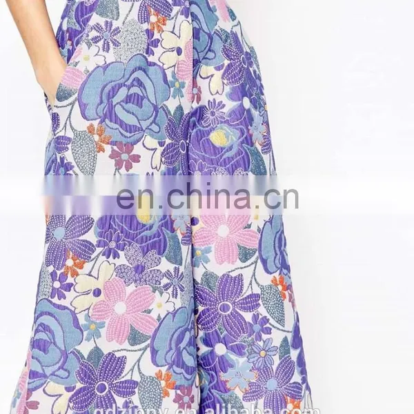 2015 New Fashion Premium Jacquard Wide Leg Pants for Women photo-5