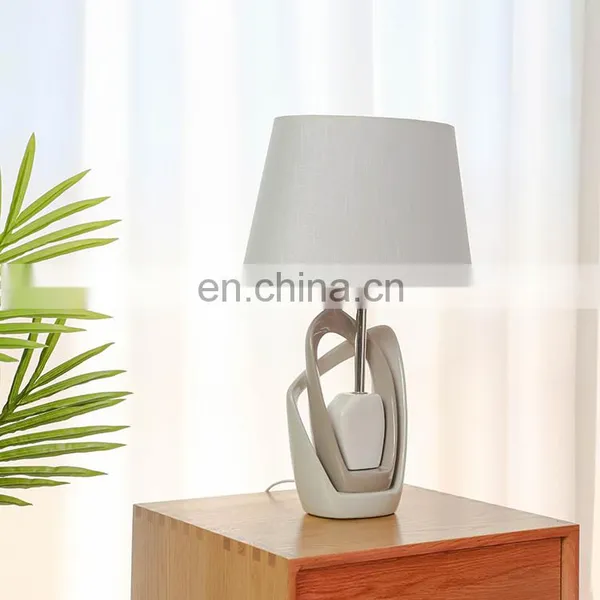 Top Sale Beige Porcelain Base Cloth Lampshade Home Decor Hotel Table Lamps for Indoor photo-2