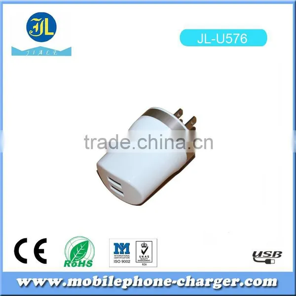 Zhongshan Factory Direct 2 Port USB Travel Charger for Smartphone