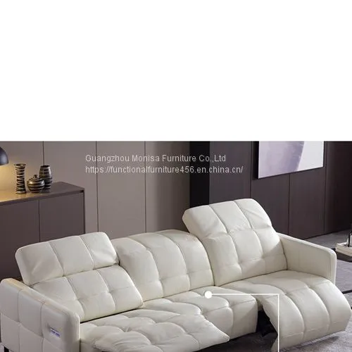 Italian-Style Sofa Electric Function Leather Sofa Three-Seat Modern Living Room Space Capsule Light Luxury Sofa photo-3