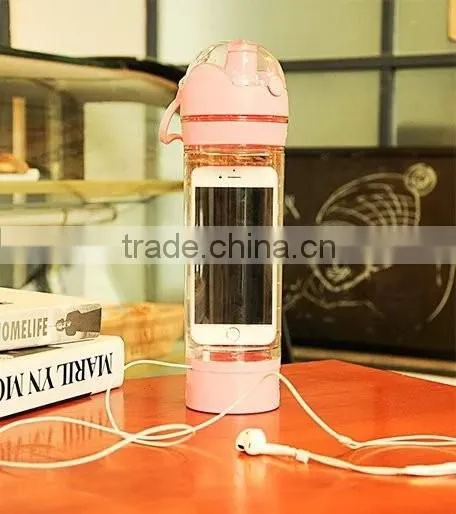 2 in 1 Plastic Water Bottle With Mobile Holder photo-2