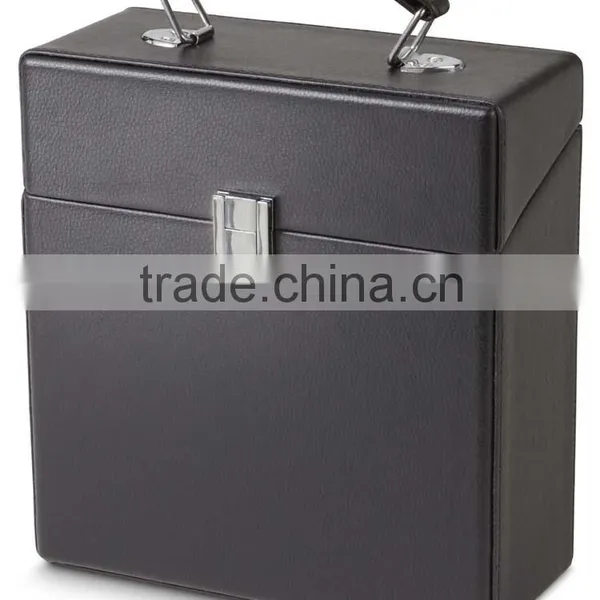 OEM Black Leather LP Record Case, Leather LP Record Carry Case, Custom High Quality Black Leather LP Flight Carrying Case photo-3