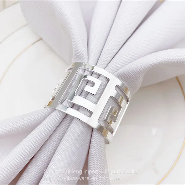 Metal Napkin Ring Holders for Wedding Party Holiday Banquet Christmas Dinner photo-2