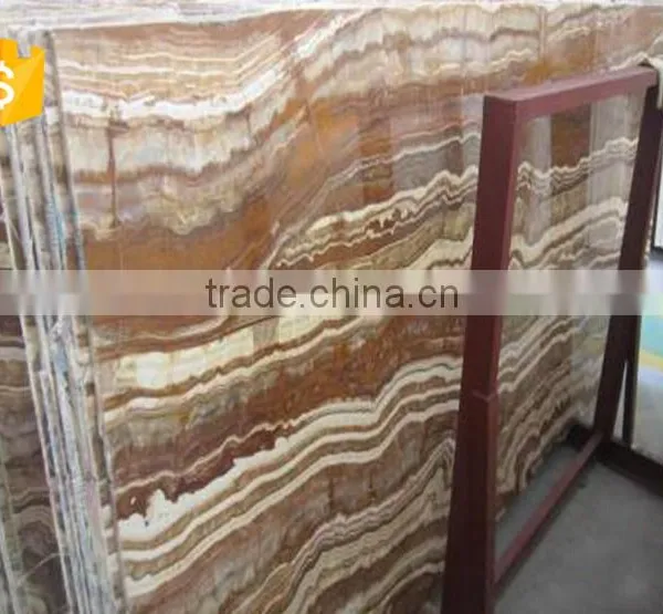 High Quality Polished Brown Tiger Onyx Marble Indoor Decorative Stone photo-3