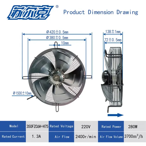 YWF- 350mm Outer Rotor Axial Fan Cold Storage Outer Rotor Ventilation Equipment Wholesale Retail photo-3