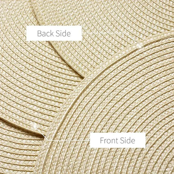 Round Braided Placemats Set of 6, 15'' Heat Resistant Washable Non-Slip Woven Table Mats for Dining Table Kitchen photo-3