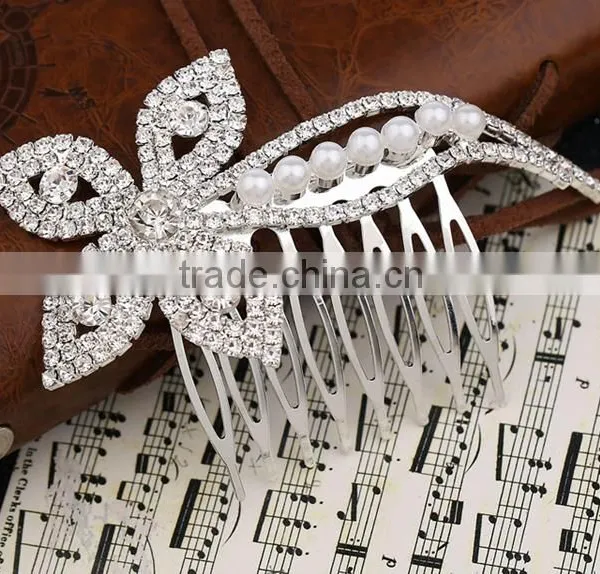 Cheap and High Quality Korea Style Plated Flower Bridal Hair Comb Accessory photo-2