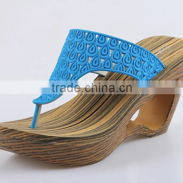 2015 Retro Style Wedges Slippers Waterproof Slippers Wooden Bottom Slippers photo-6