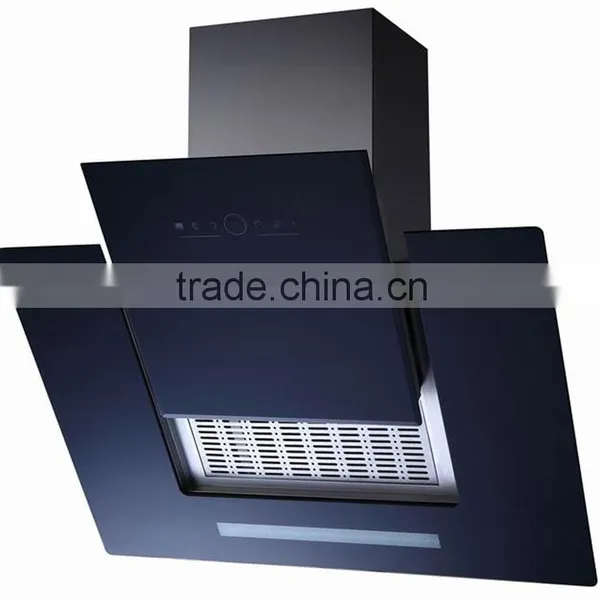 90cm Automatic Open Black Glass Baffle Filter Kitchen Wall Mounted Fans