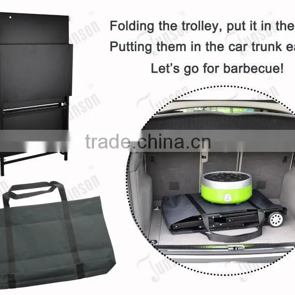 Foldable Iron Picnic Table/Iron Plate Barbecue Shelf/Three Layers Shelf With Wheels photo-3