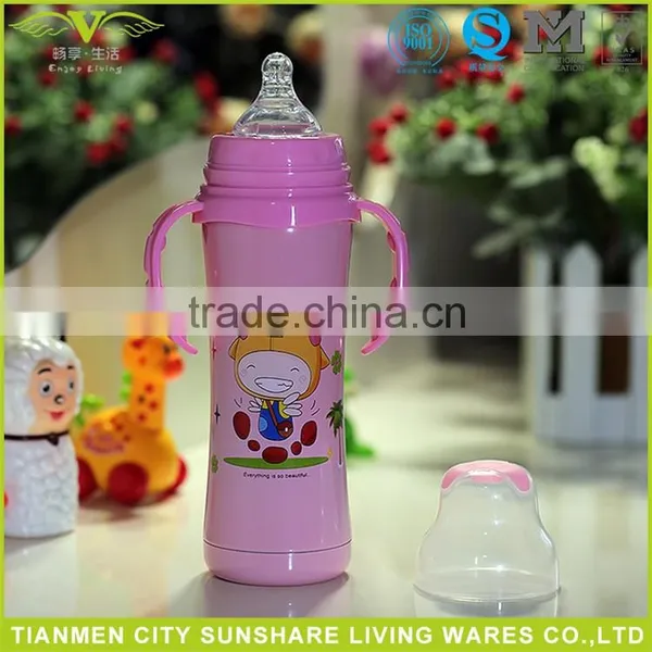 Cartoon Printing LOGO Customzied Stainless Steel Baby Feeding Bottle 180ML