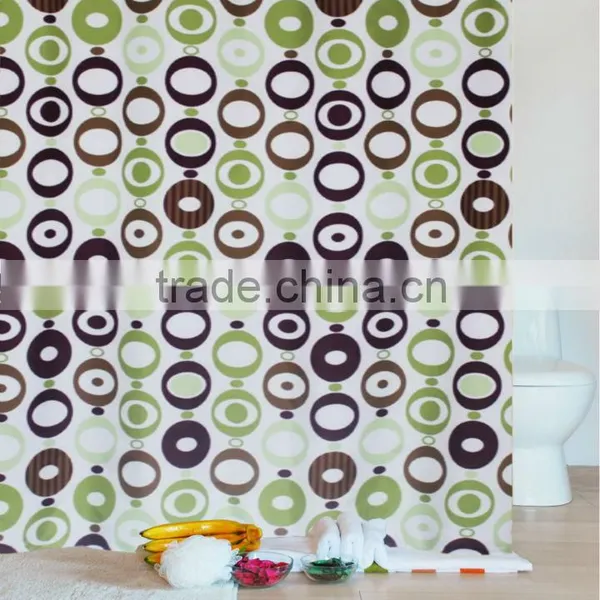 New Style Waterproof Coating Printed Polyester Shower Curtain