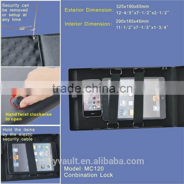 Wholesale - MC120 Micro Vault 3-Digit Combination Lock Mini Car Gun Pistol Security Storage Steel Safe Box/Vault, Mini Ipad Safe photo-2