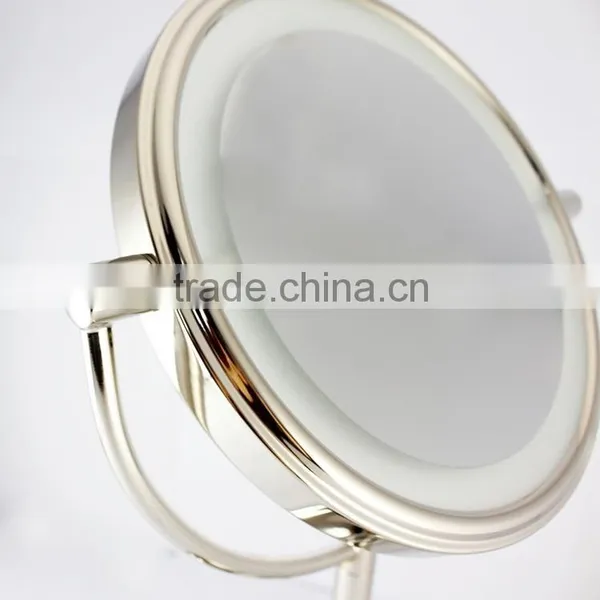 Rotating Compact Mirror, Double Sides Makeup Mirror With Light, Desk Mirror, Metal Compact Mirror photo-3