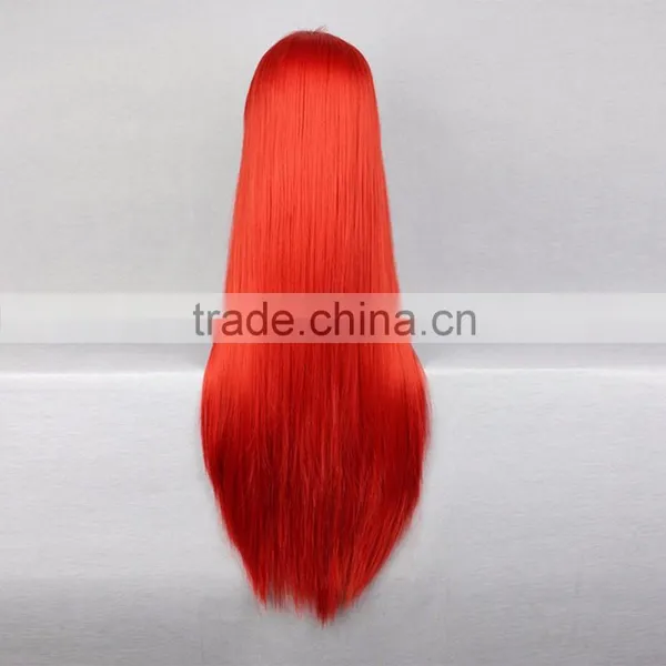Free Shipping 80cm Long Fairy Tail-Elza Elza Scarlet Dark Red Straight Synthetic Anime Cosplay Hair Wig photo-3